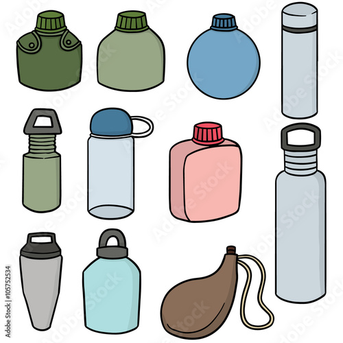 vector set of water bottle