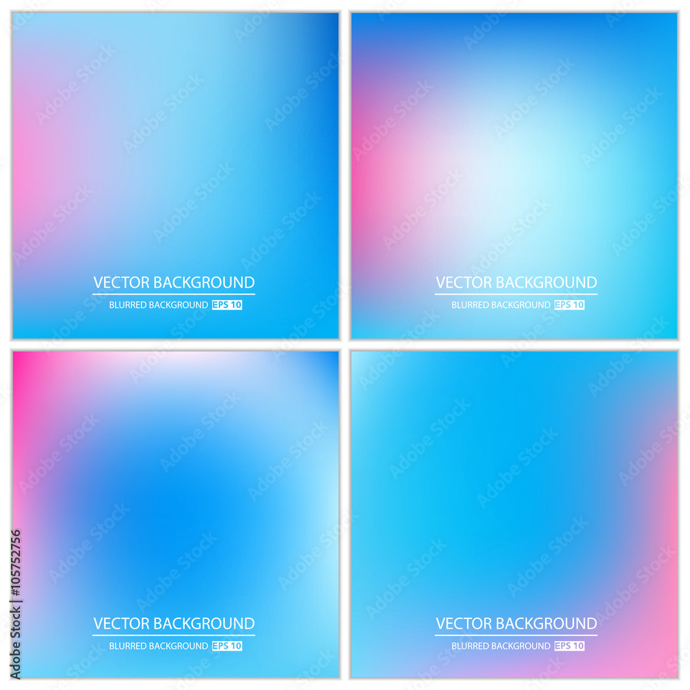 Abstract Creative concept vector multicolored blurred background set.