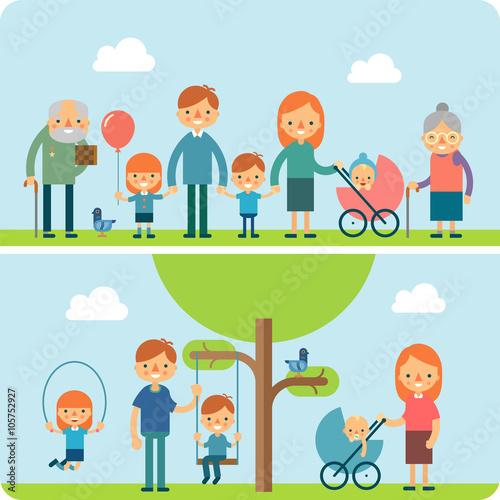Rest in the park flat vector illustration