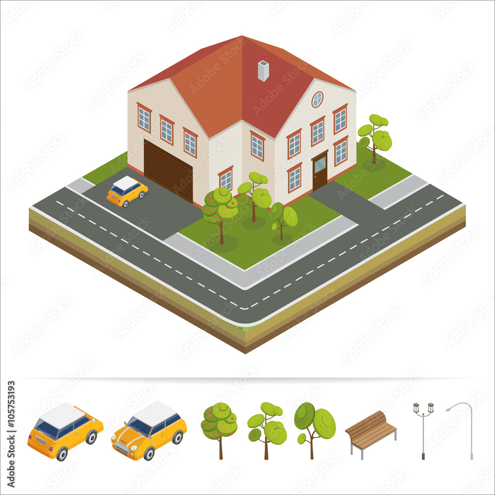 Modern House. Modern Home. Isometric Concept. Real Estate. Cottage