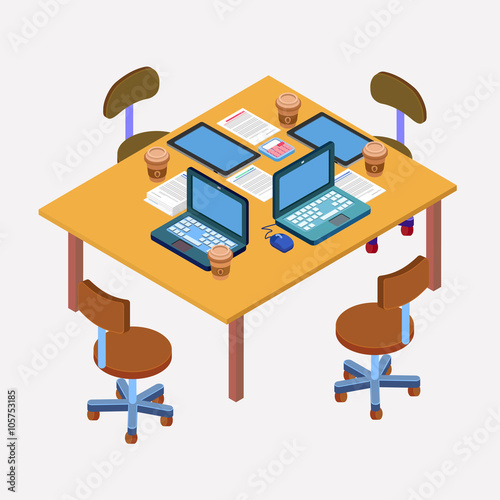 Office Workplace. Modern Workspace. Business Meeting. Team Working