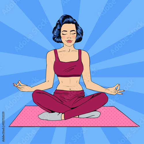 Woman in Yoga Pose. Woman Meditation. Yoga Woman. Lotus Pose. Girl doing exercises