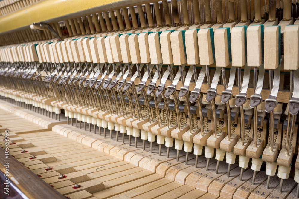 Action mechanics of an upright piano Action mechanics of an upright piano