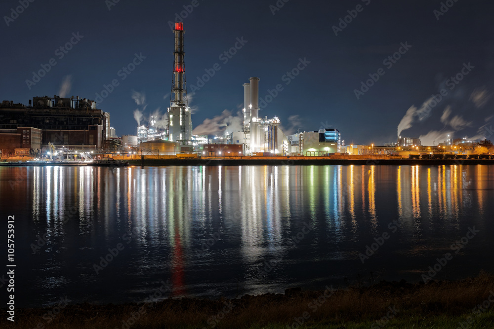 Single-Shot HDR of an industry landscape of Ludwigshafen as seen from Mannheim at the opposite side of the river Rhine in Germany.