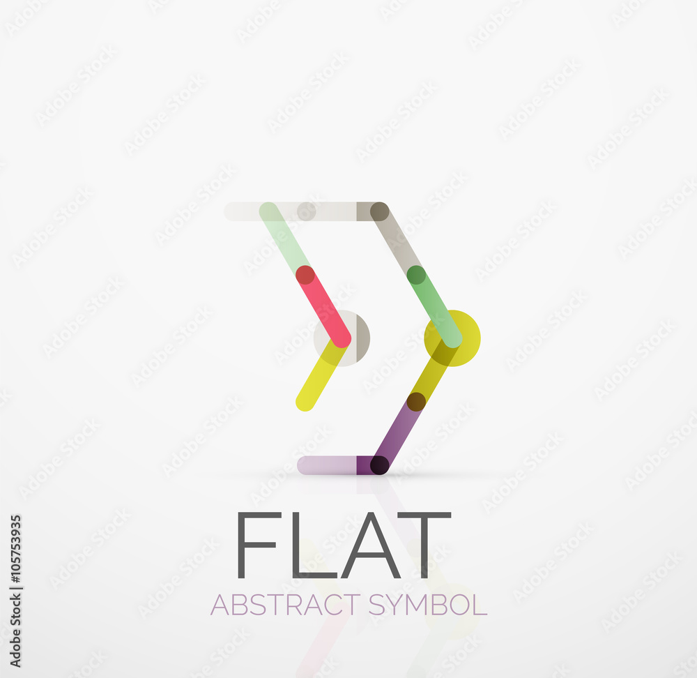 Logo - abstract minimalistic linear flat design. Business hi-tech geometric symbol, multicolored segments lines Logo - abstract minimalistic linear flat design. Business hi-tech geometric symbol, multicolored segments lines