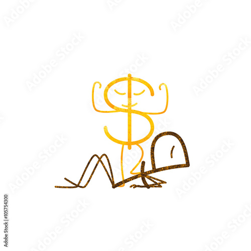 Canvastavla Shabby golden dollar and rusty ruble