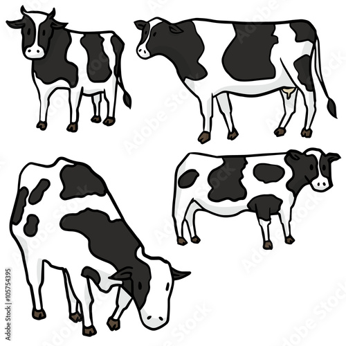 vector set of cow