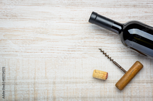 Bottle Red Wine and Cork Screw