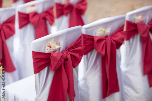 Big Red Bows on Wedding Chairs