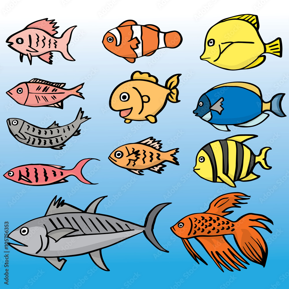 Fototapeta premium vector set of fish