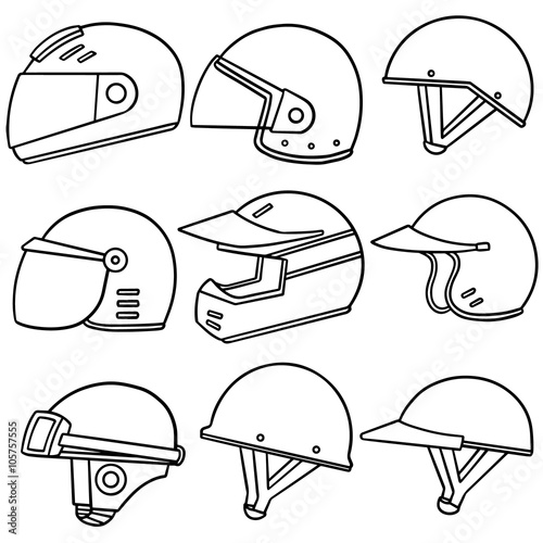 vector set of motorcycle helmet