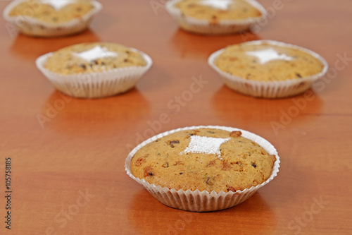 Homemade muffins with raisins and nuts