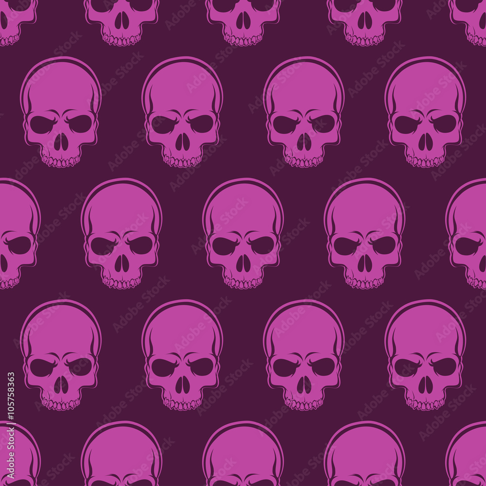 Vector Seamless Looped Pattern with Skulls