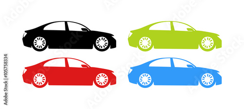 Silhouette of Cars in different colors