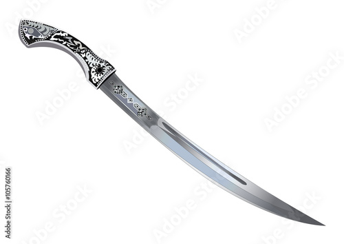 Sword, scimitar, vector illustration. Isolated on white. photo