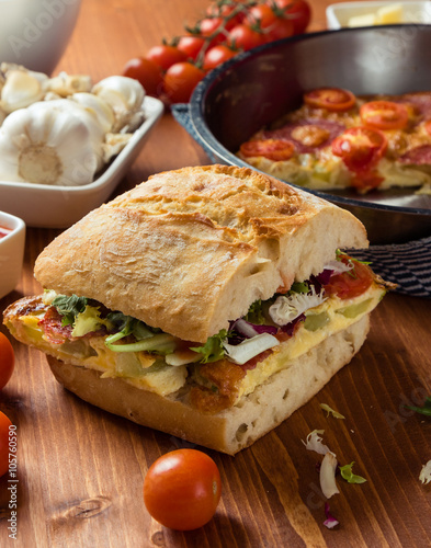 frittata with ciabatta sandwich