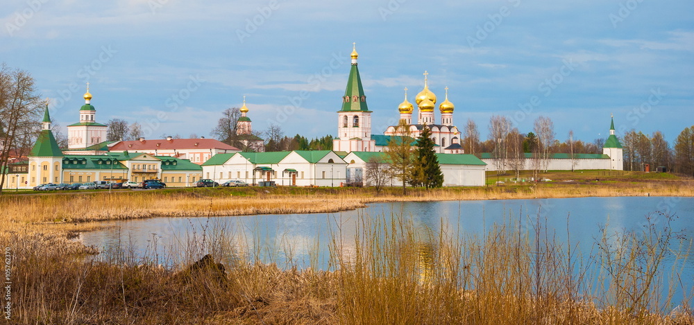 Spring landscape with Iver Monastery and Lake Valdai Spring landscape with Iver Monastery and Lake Valdai