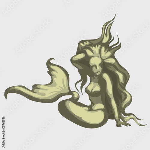 Mermaid sculpture, vector image