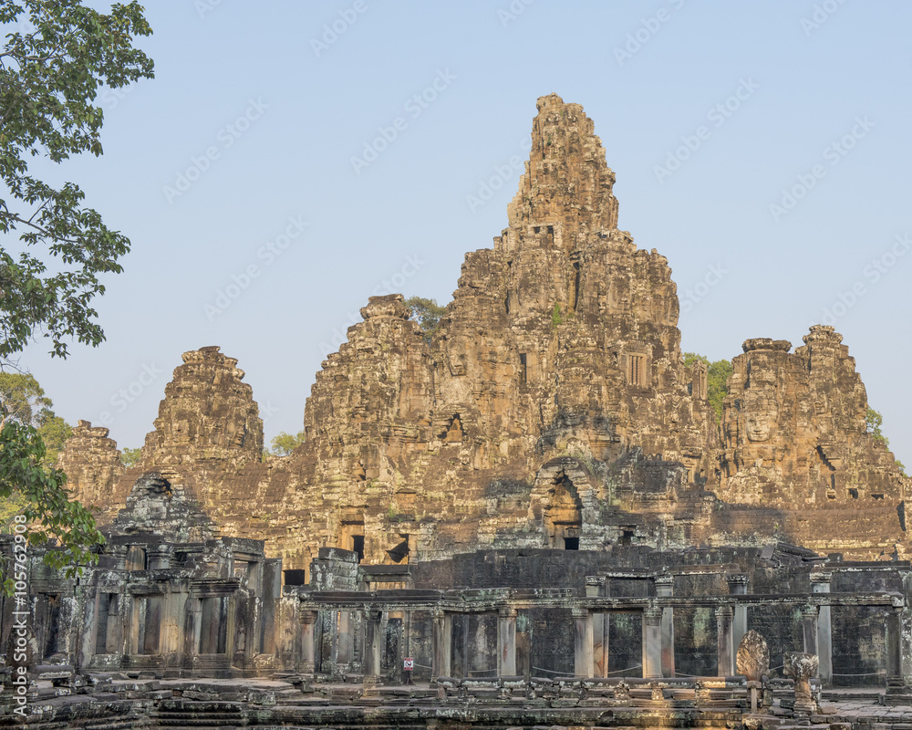  Evening view of the Bayon temple in Angkor Thom, Cambodia