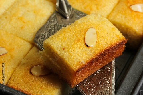 Basbousa Middle Eastern Semolina Cake photo