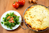 baked quiche with field salad