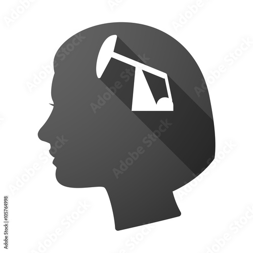 Long shadow female head with a horsehead pump