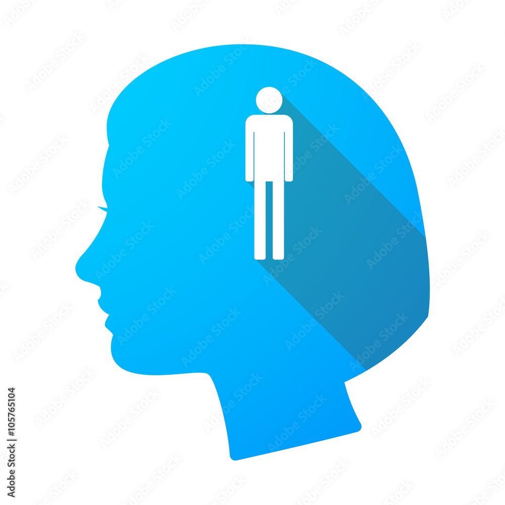 Long shadow female head with a male pictogram Long shadow female head with a male pictogram