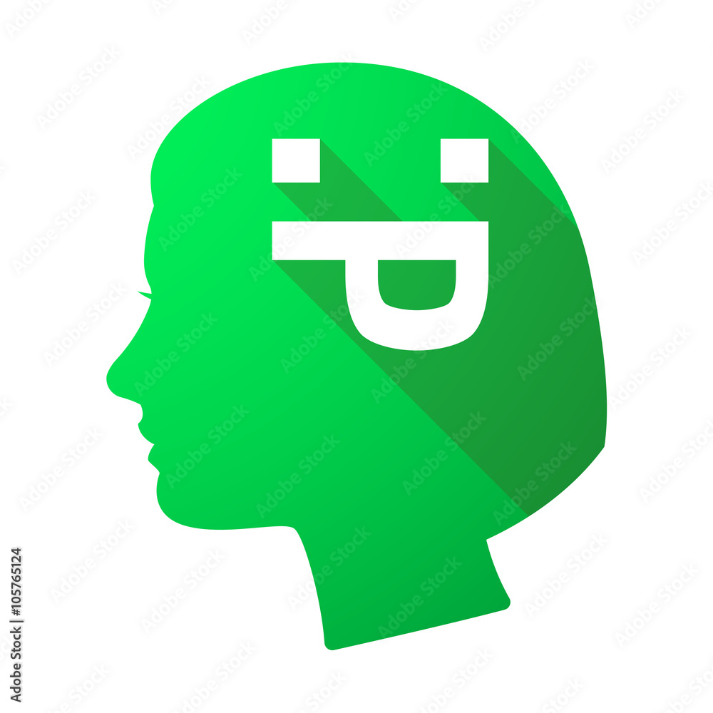 Long shadow female head with a sticking out tongue text face Long shadow female head with a sticking out tongue text face