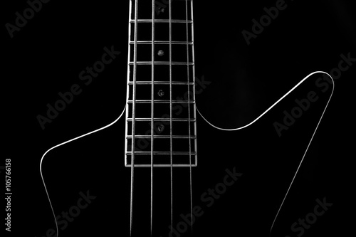 Body of a classic black bass guitar