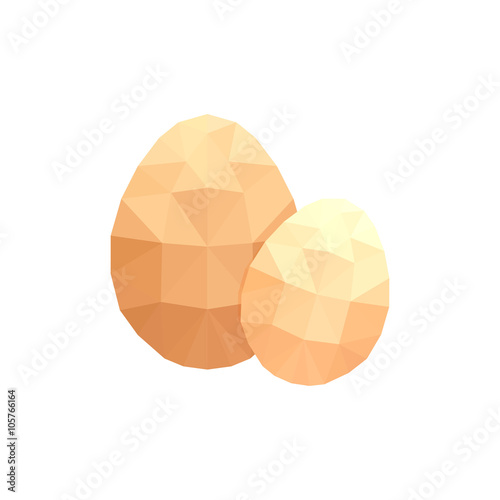 Modern flat design with two origami raw eggs