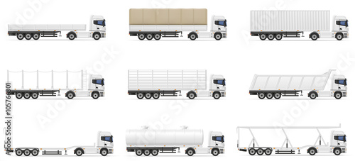 set icons trucks semi trailer vector illustration