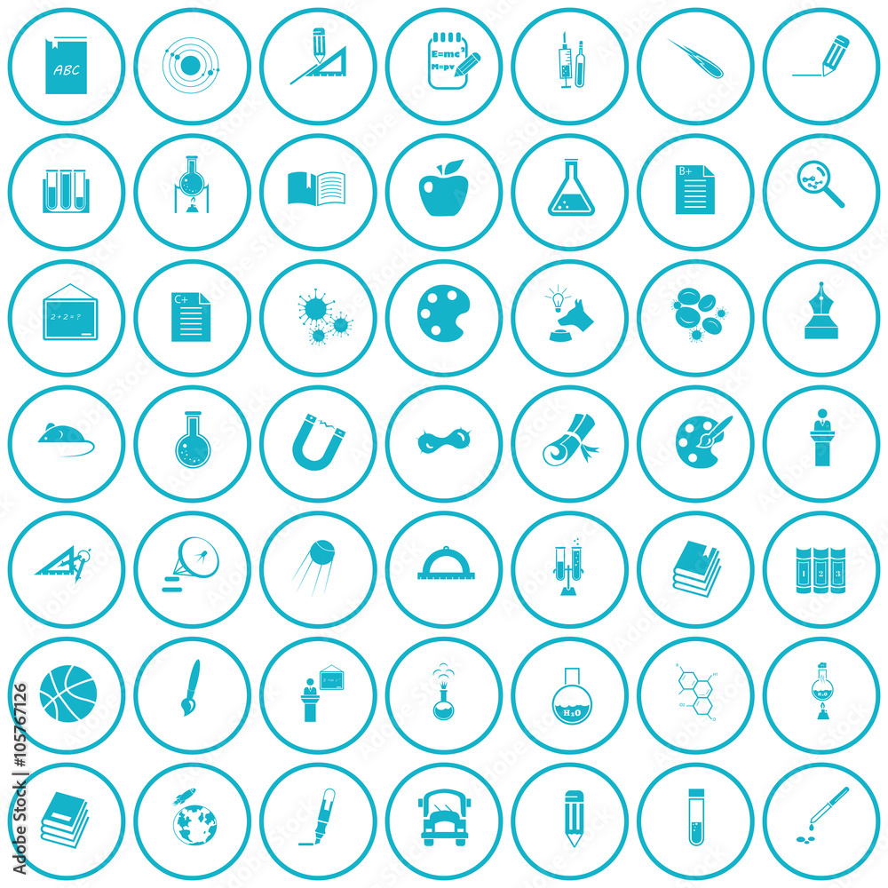 Set of forty nine science and education icons Set of forty nine science and education icons