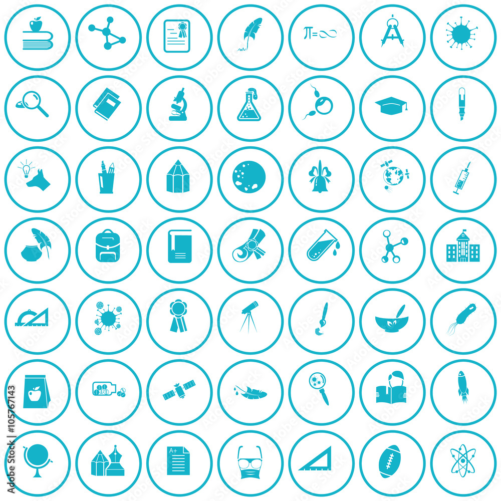 Set of forty nine science and education icons Set of forty nine science and education icons
