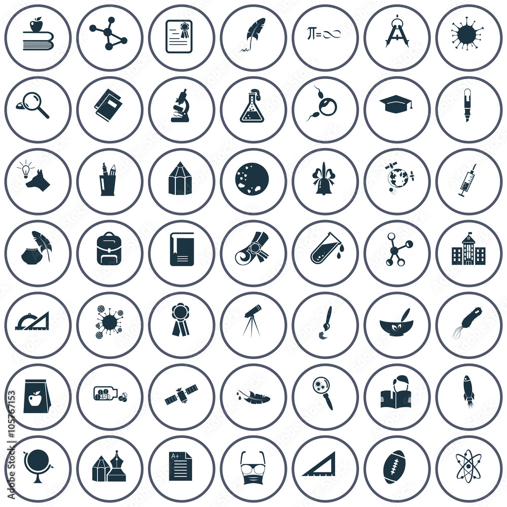 Set of forty nine science and education icons