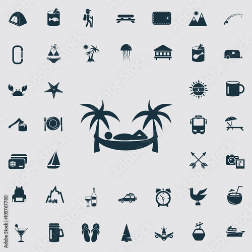 Set of forty travel and camping icons