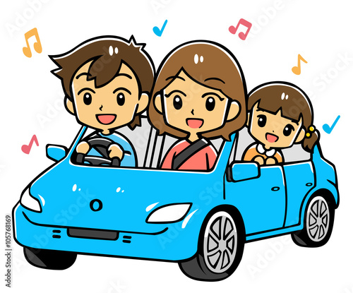 家族ドライブ(青い車)