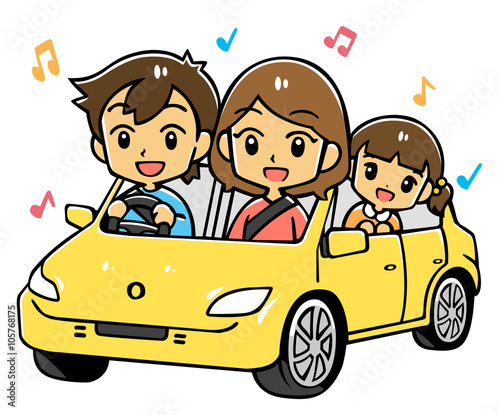 家族ドライブ(黄色い車)