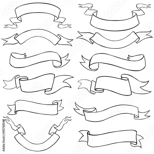 Vector Set of Line Art Ribbons