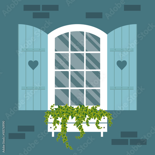 window and shutters. Vector illustration