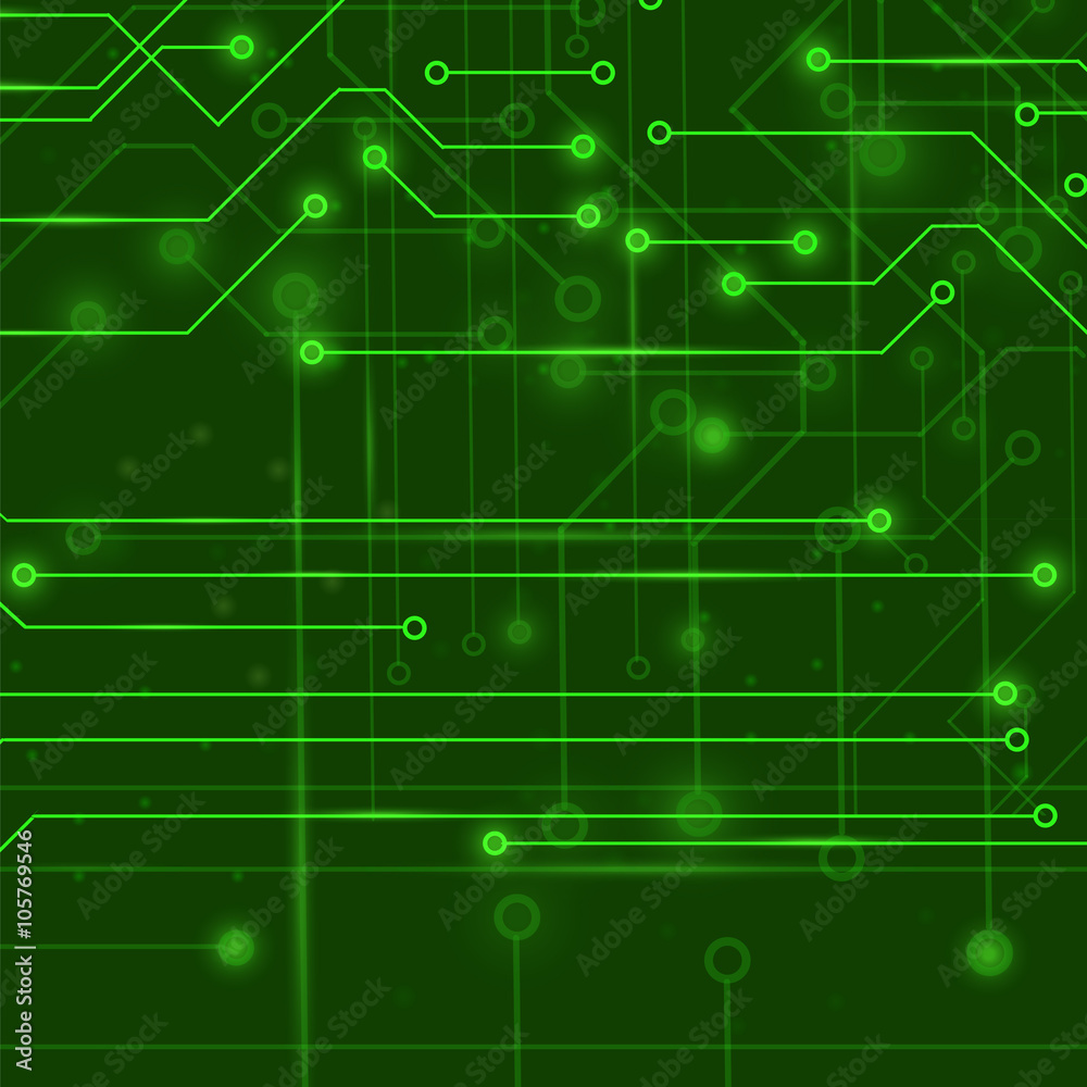 Naklejka premium Modern Computer Technology Green Background. 