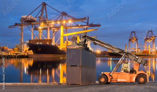 Forklift handling container