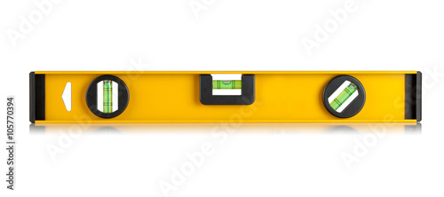 Schilderij op canvas Yellow building level on white background