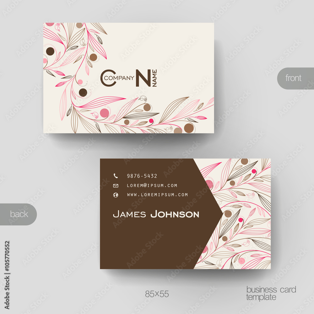 Fototapeta premium Business card vector template with floral abstract background