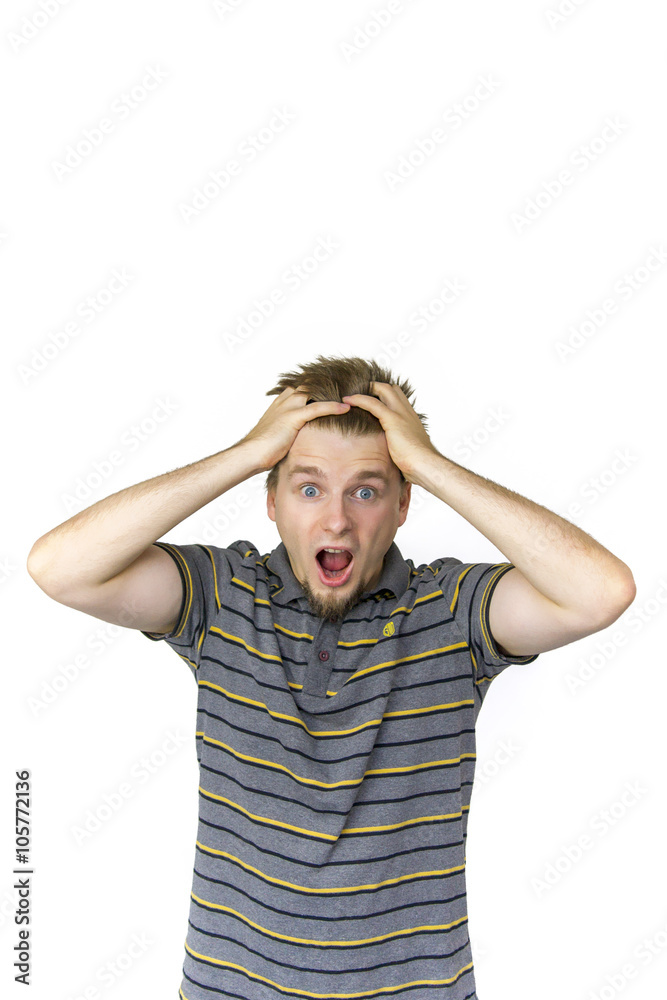 Young man can't believe what he's seeing Young man can't believe what he's seeing