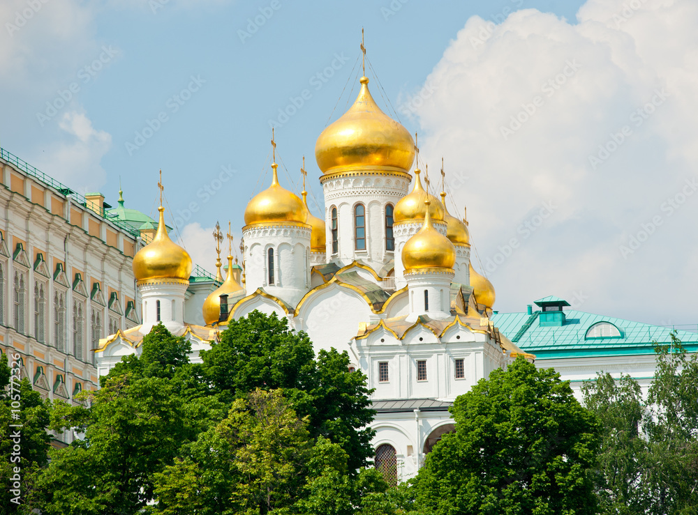 Domes of the Churches of the Moscow Kremlin. Russia