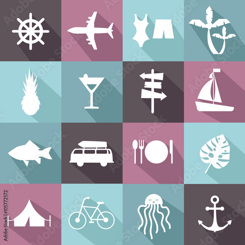 set of summer travel icons