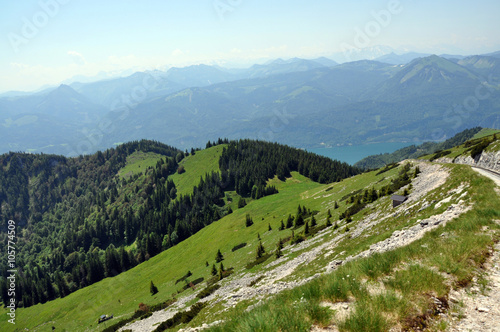 View of the Austrian Alps and the lake, St. Wolfgang, mountain S