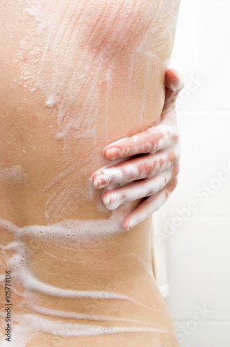 woman body details in the shower