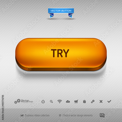 Orange button for webdesign or app. Vector design elements.