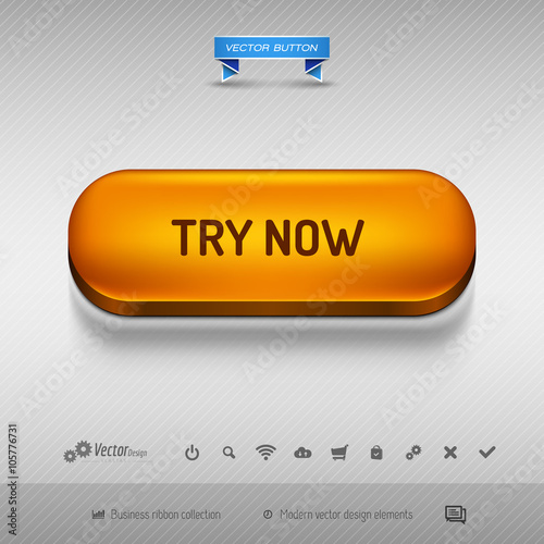 Orange button for webdesign or app. Vector design elements.